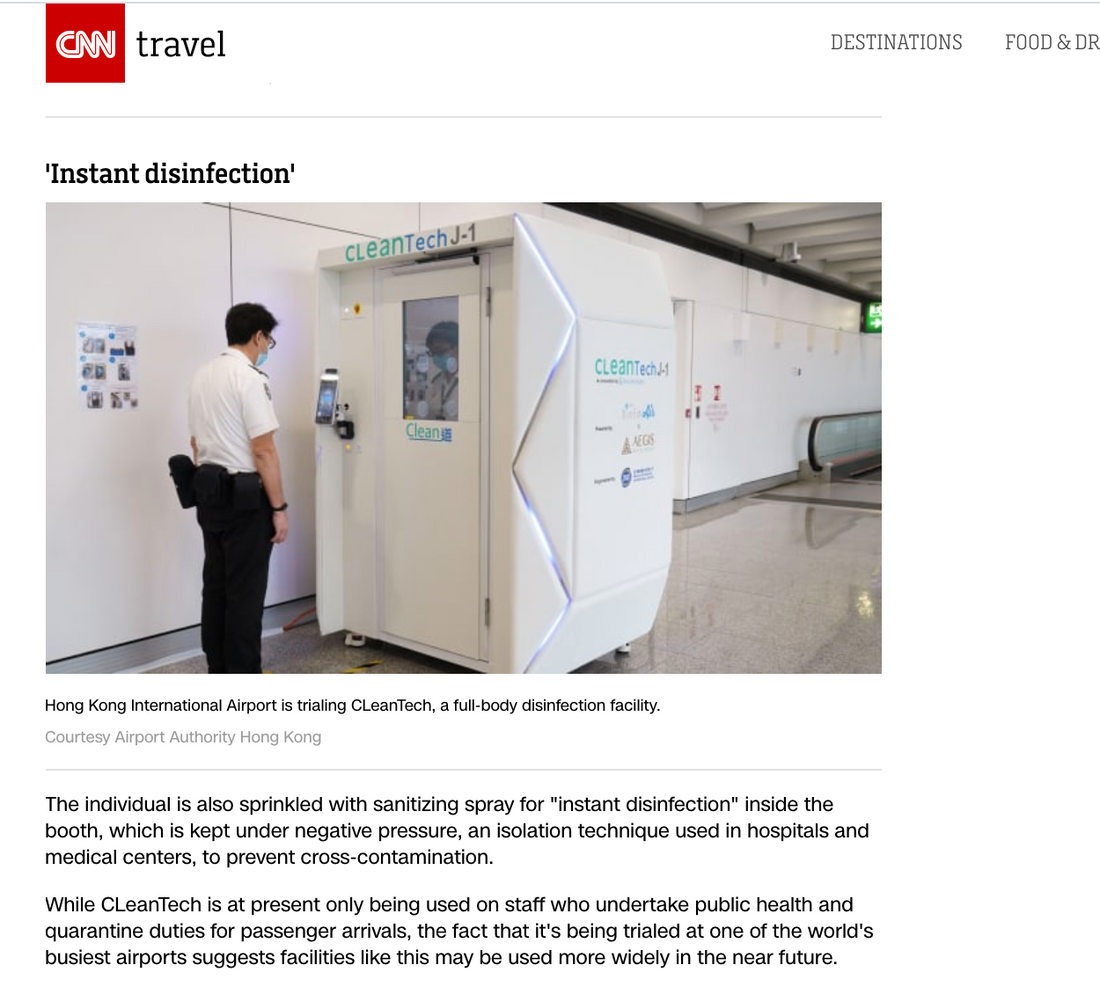 美國《CNN》Travel - Hong Kong airport brings in cleaning robots and disinfection booth